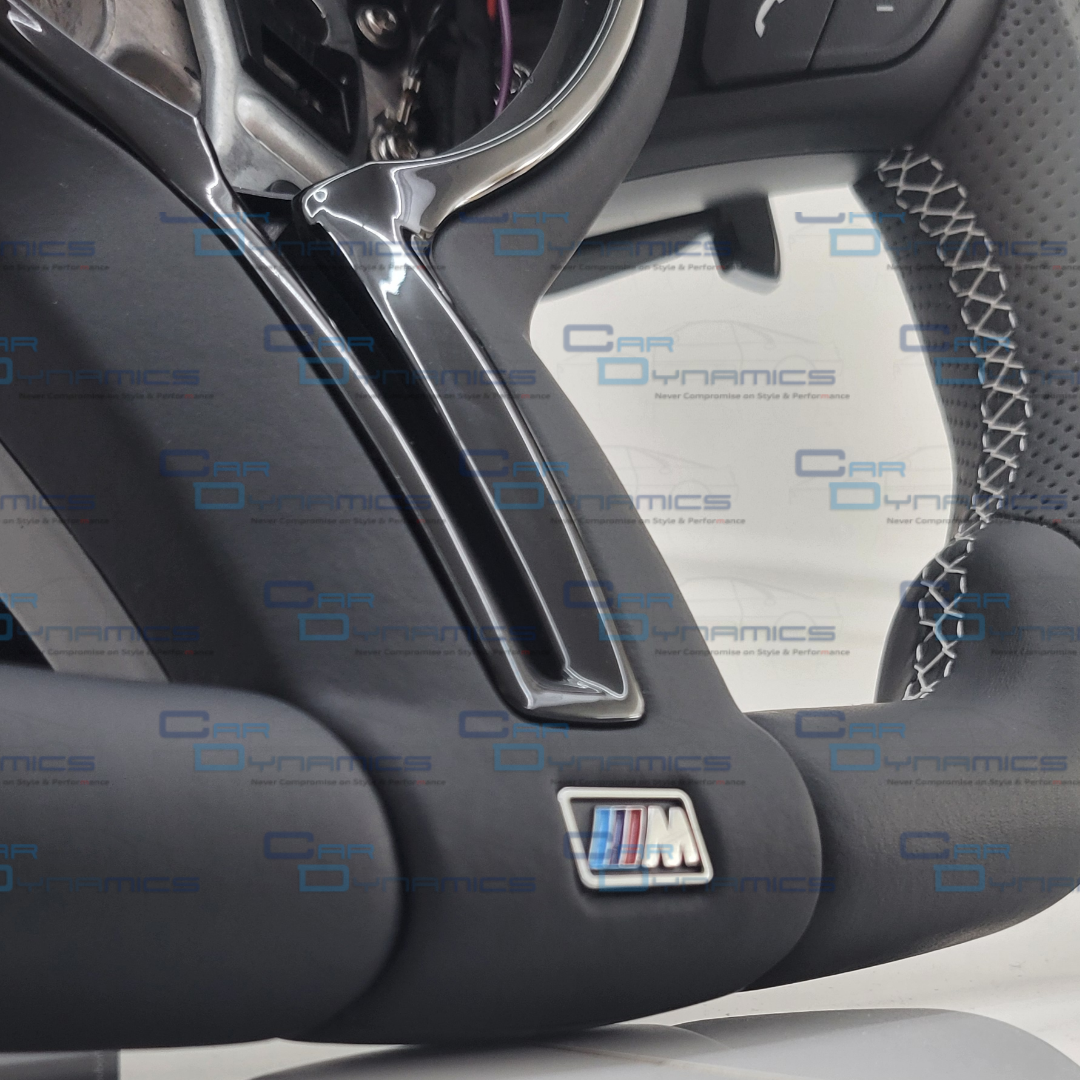BMW Custom Leather Steering Wheel Flat Bottom M-Tech White out Edition M Sport