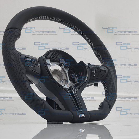 BMW Custom Leather Steering Wheel Flat Bottom M-Tech White out Edition M Sport