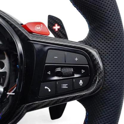 BMW G-Series Leather & Carbon Steering Wheel | Blacked Out Carbon Edition