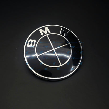 Gloss Black Bonnet & Boot Badge | 82mm/74mm 2 Pin For BMW