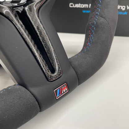BMW M Performance Alcantara & Gloss Carbon Fibre Edition Flat Bottom Steering Wheel | F-Series