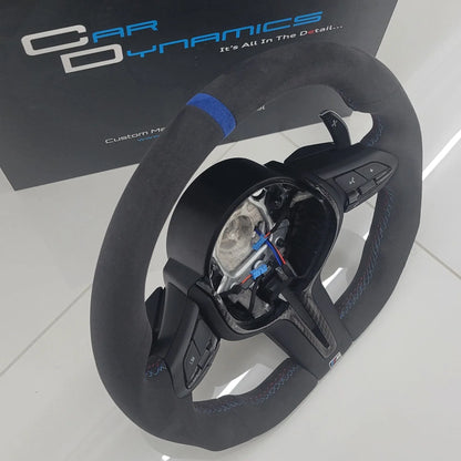 BMWMPerformanceAlcantara_GlossCarbonFibreMBlueEditionFlatBottomSteeringWheelF-Series_1 - Car Dynamics 