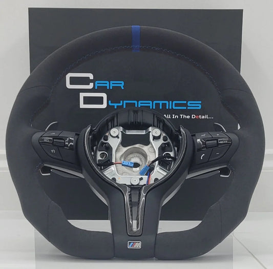 BMWMPerformanceAlcantara_GlossCarbonFibreMBlueEditionFlatBottomSteeringWheelF-Series_6 - Car Dynamics 