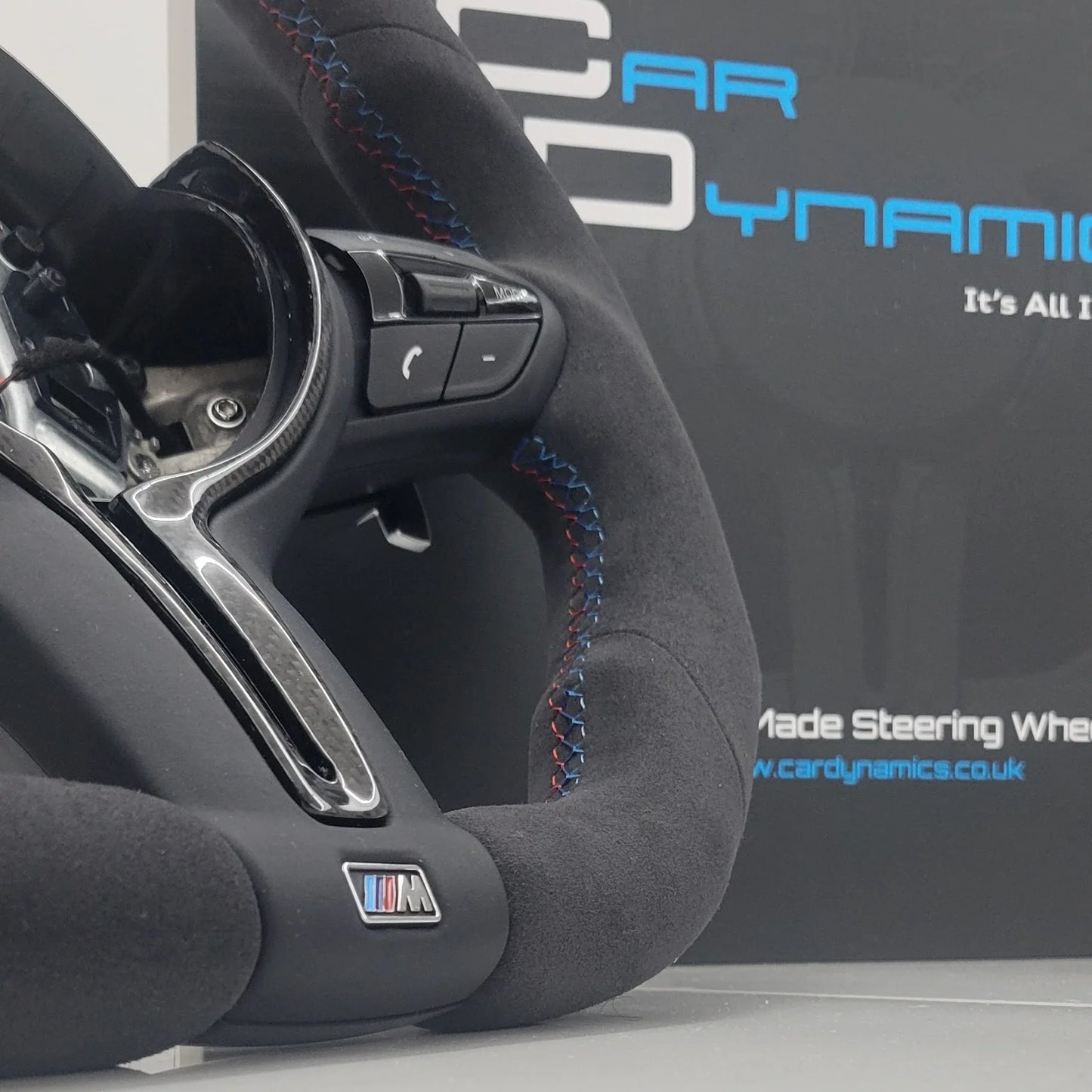 BMWMPerformanceAlcantara_GlossCarbonFibreMBlueEditionFlatBottomSteeringWheelF-Series_8 - Car Dynamics 
