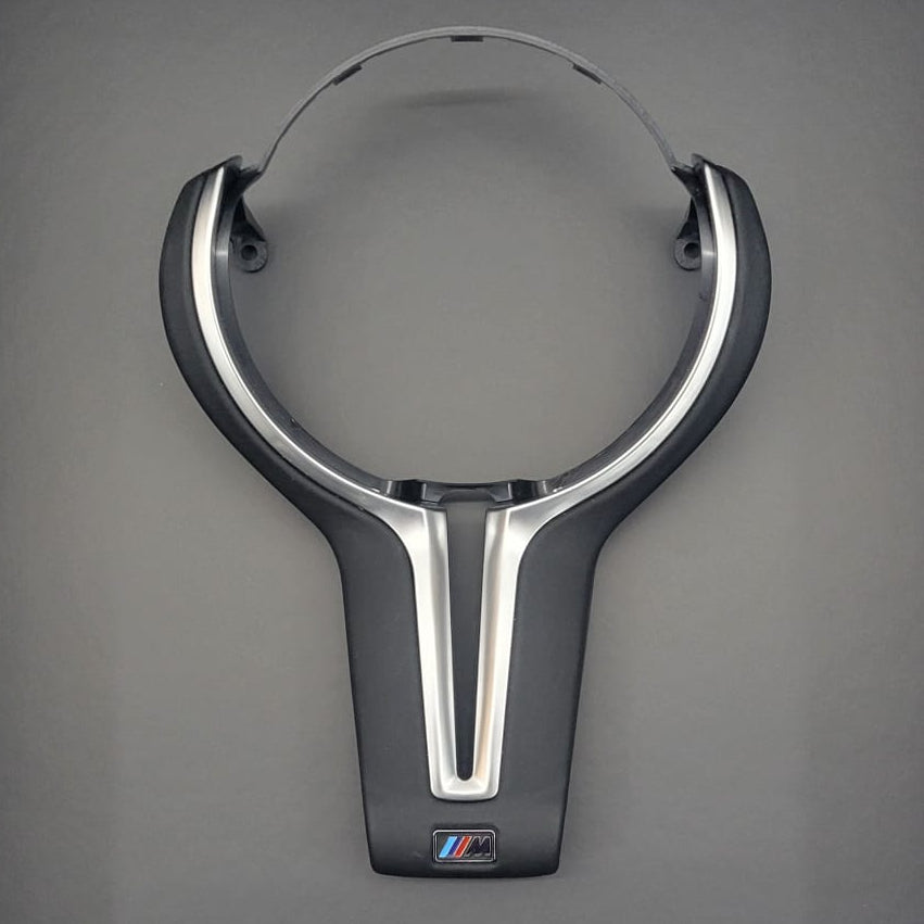 BMW Nappa Leather Steering Wheel Trim | Polished Silver F-Series