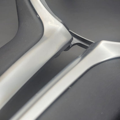 BMW Nappa Leather Steering Wheel Trim | Polished Silver F-Series
