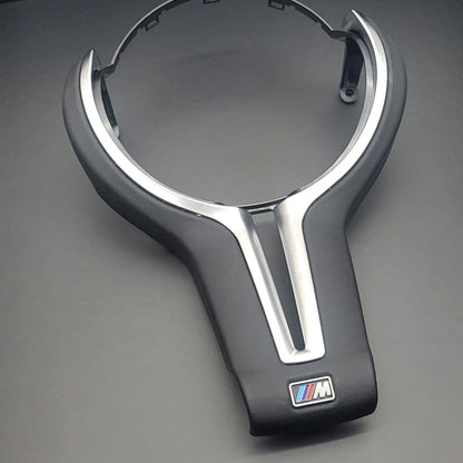 BMW Nappa Leather Steering Wheel Trim | Polished Silver F-Series