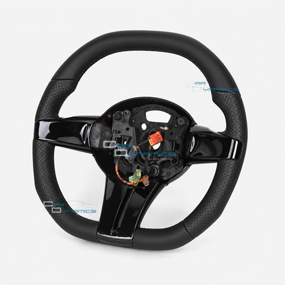 BMW Z4 E85 E86 Flat Bottom Leather Steering Wheel | Piano Black Edition