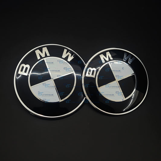 Black & White Bonnet & Boot Badge | 82mm/74mm 2 Pin For BMW