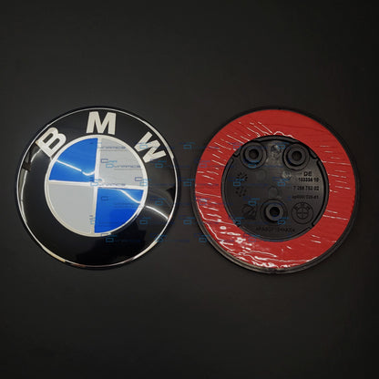 Blue & White 3 Hole Bonnet & Boot Badge For BMW | 82mm