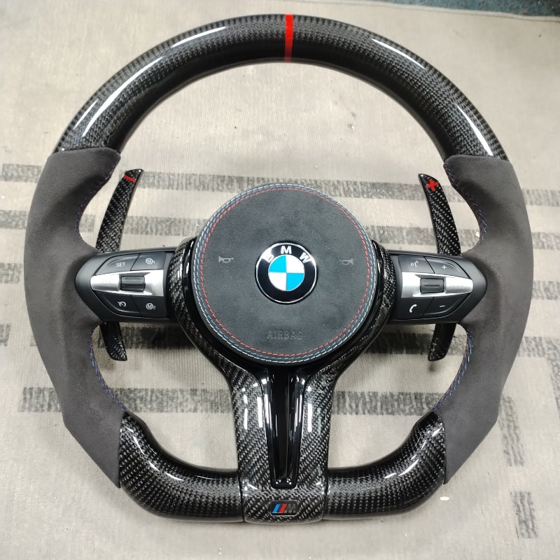 BMW Custom Carbon Fibre Alcantara Steering Wheel Flat Bottom M-Tech F-Series image 0
