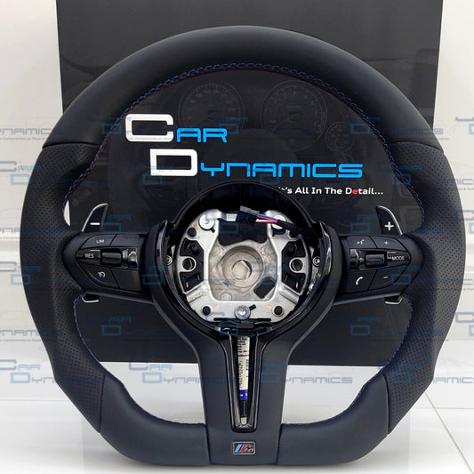 BMW Custom Leather Steering Wheel Flat Bottom M-Tech Gloss Black Edition M Sport