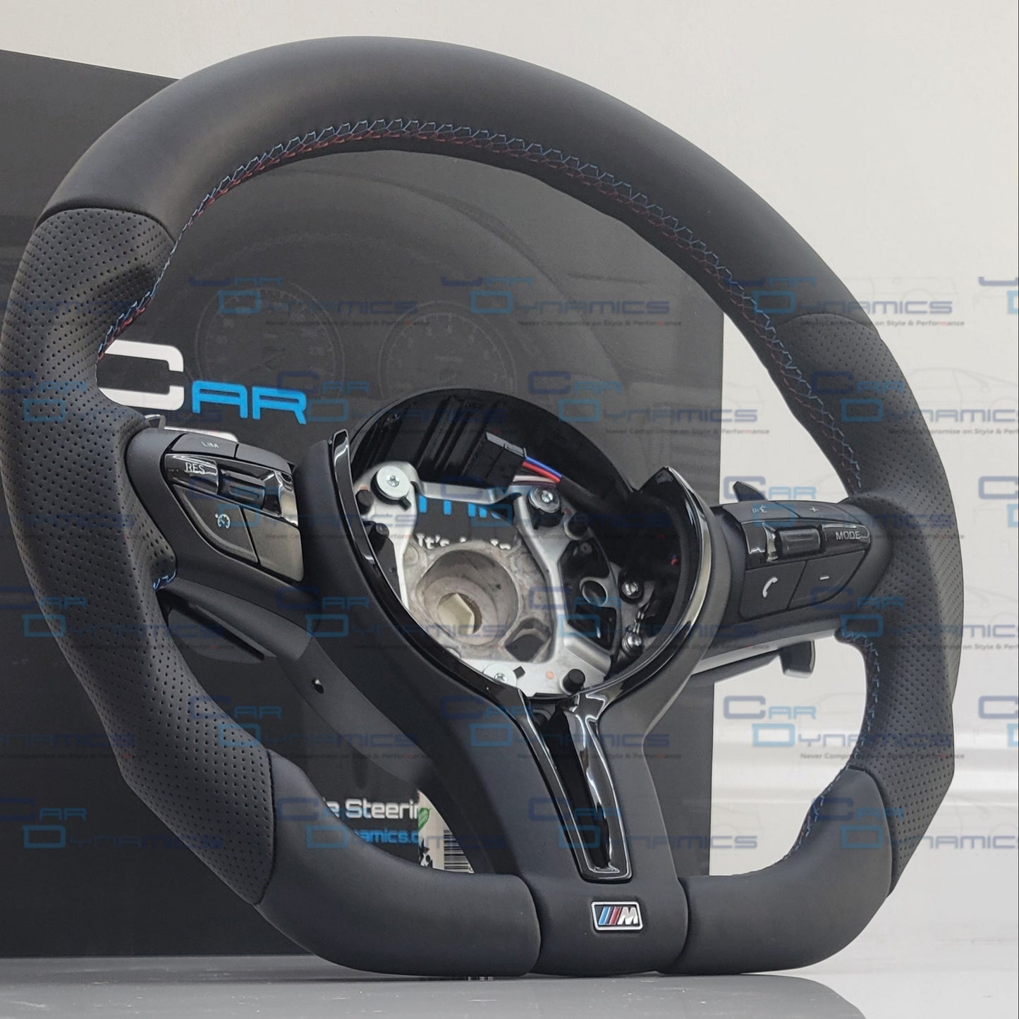 BMW Custom Leather Steering Wheel Flat Bottom M-Tech Gloss Black Edition With Heating & Vibration