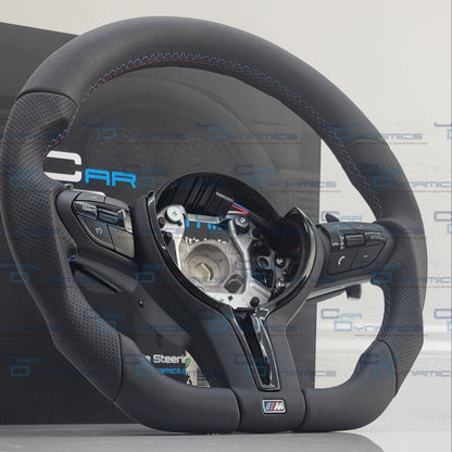 BMW Custom Leather Steering Wheel Flat Bottom M-Tech Gloss Black Edition With Heating & Vibration