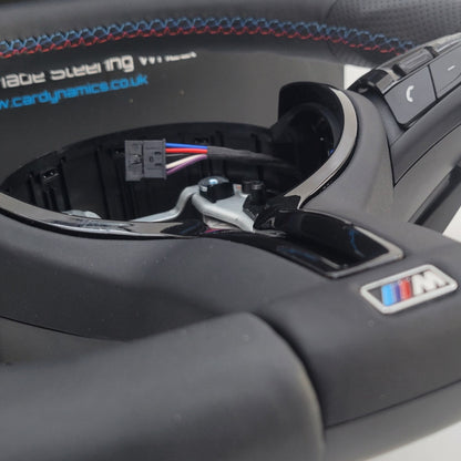 BMW Custom Leather Steering Wheel Flat Bottom M-Tech Gloss Black Edition With Heating & Vibration