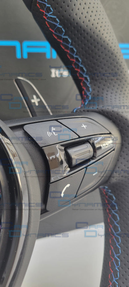 BMW Custom Leather Steering Wheel Flat Bottom M-Tech Gloss Black Edition With Heating & Vibration