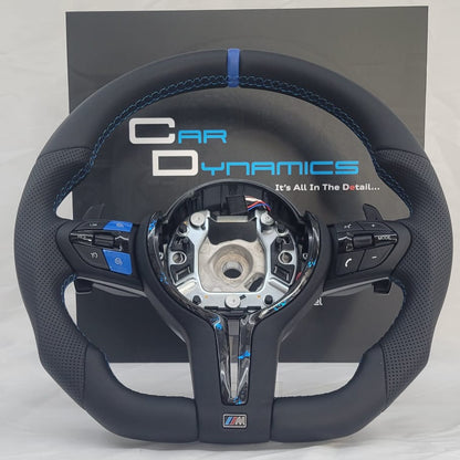BMW F-Series Leather & Forged Carbon Steering Wheel | Estoril Triple Blue Edition