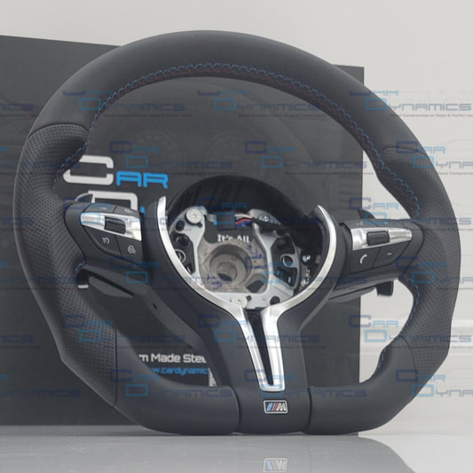 BMW Flat Bottom Leather Steering Wheel M-Tech Silver Edition F-Series
