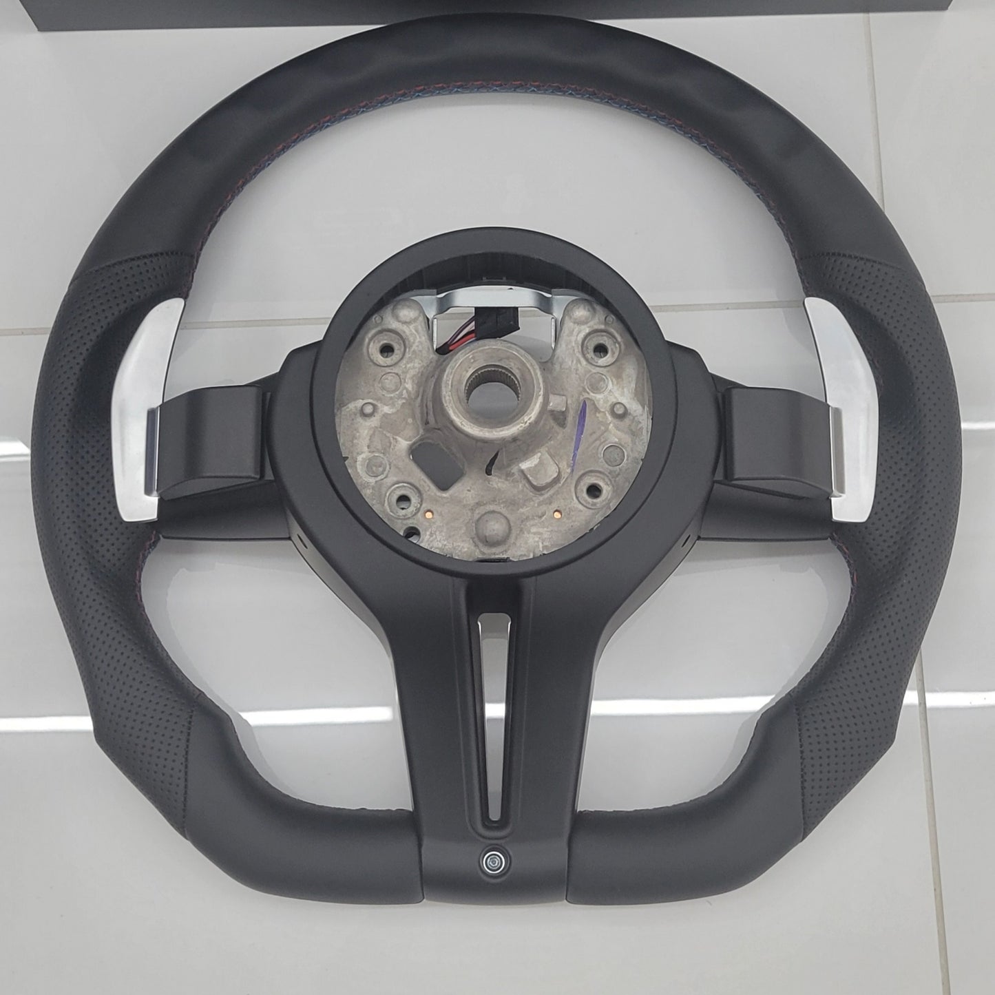 BMW Flat Bottom Leather Steering Wheel M-Tech Silver Edition F-Series With Heating