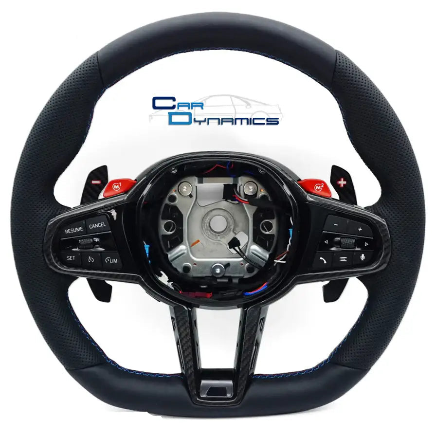 BMW Flat Bottom Leather Steering Wheel | M Blacked Out Carbon Edition | F & G Series