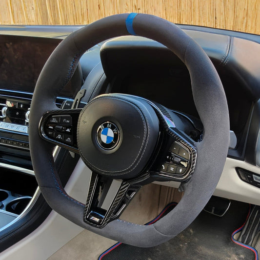 BMW G-Series Alcantara & Carbon Steering Wheel | CS Laguna Seca Blue Edition