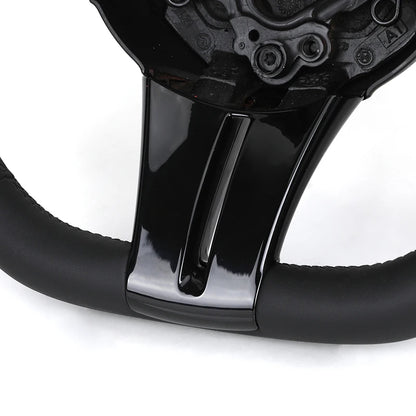 BMW Z4 E85 E86 Flat Bottom Leather Steering Wheel | Piano Black Edition