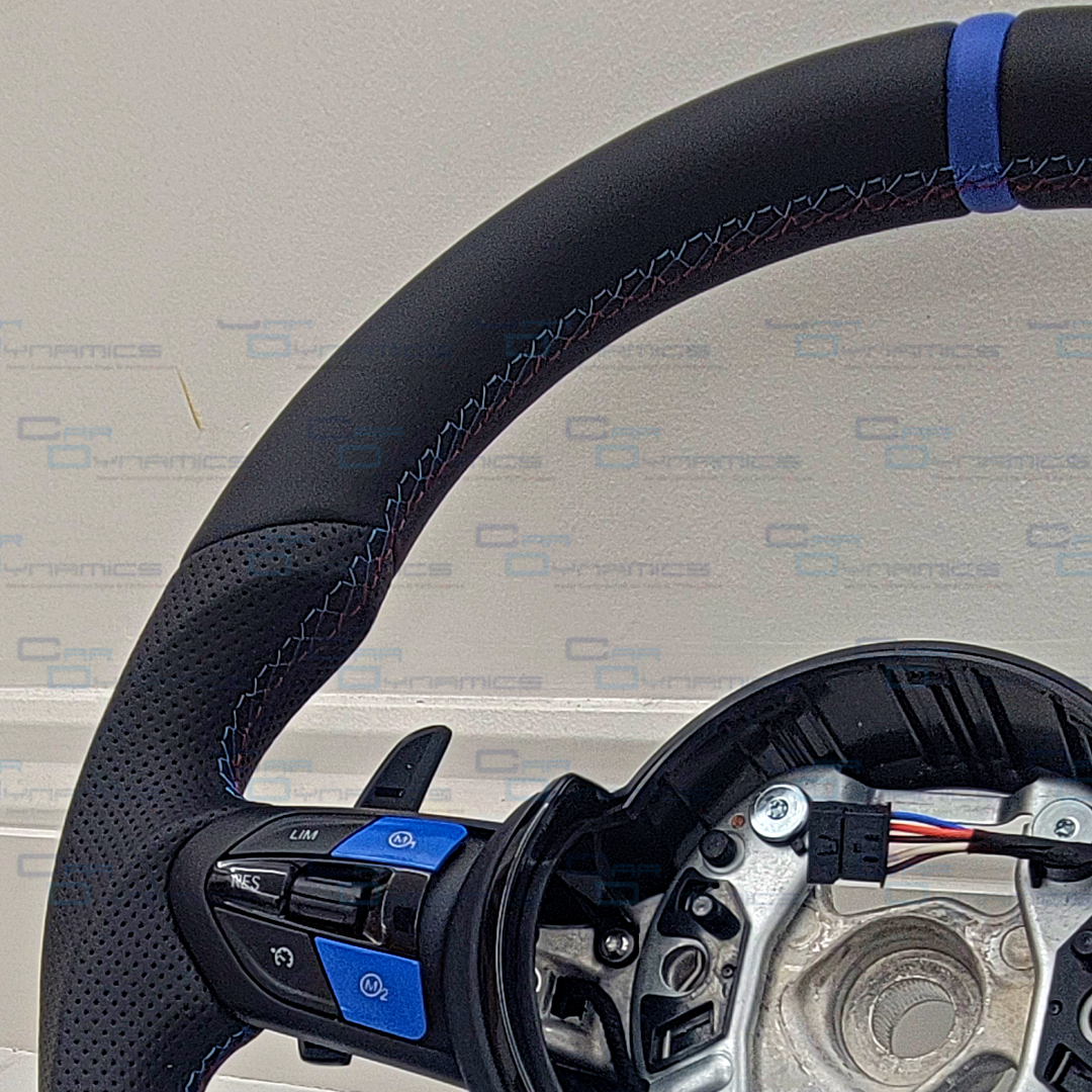 BMW Custom Leather Steering Wheel Flat Bottom M-Tech San Marino Blue Edition M Sport
