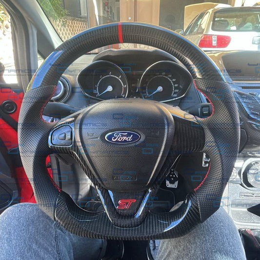 Ford Fiesta Custom Carbon Fibre Steering Wheel Red Edition One Hole MK7 MK7.5 2009-2017
