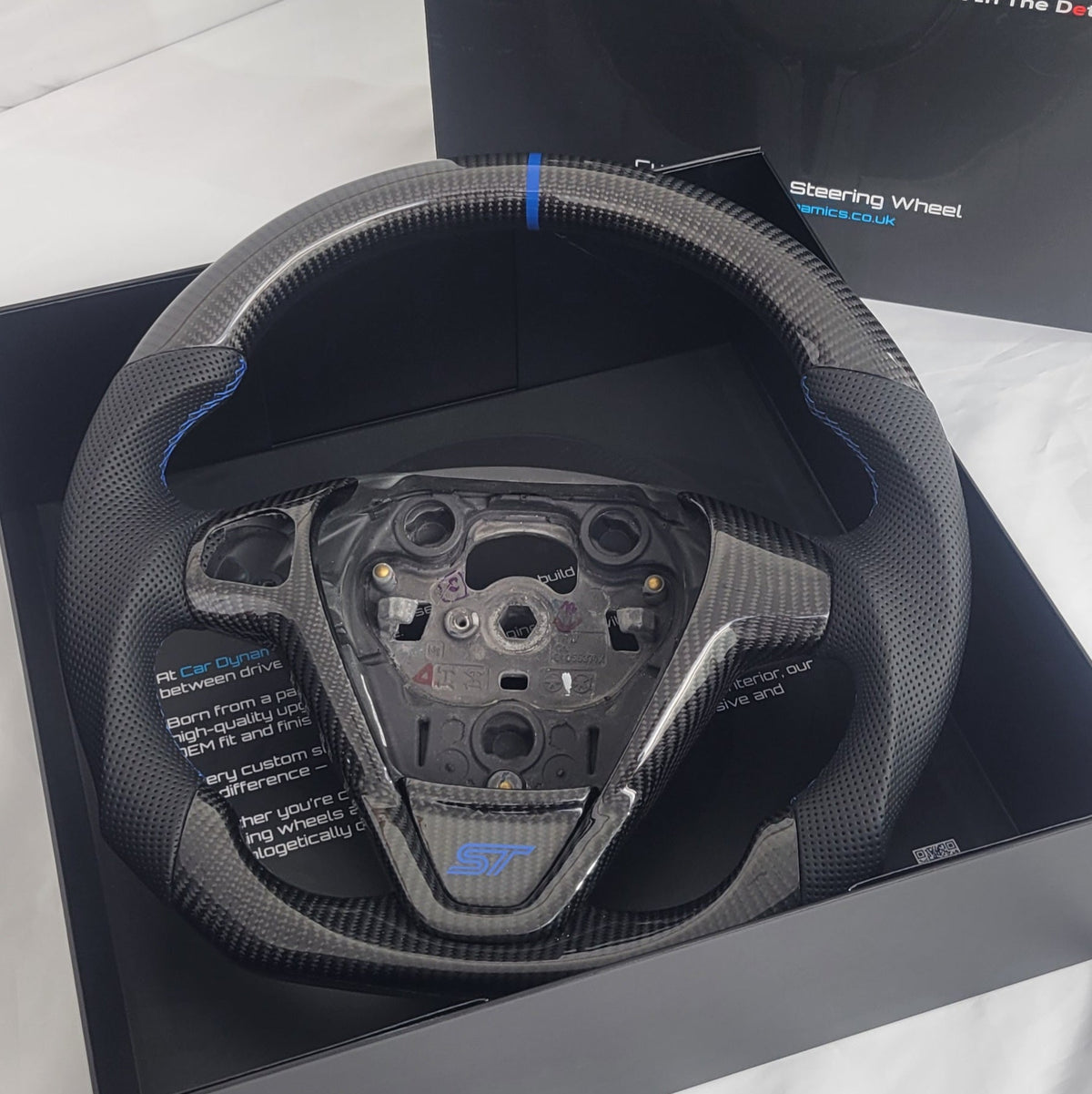 Ford Fiesta Carbon & Leather Steering Wheel | Performance Blue One Hole Edition MK7 MK7.5 2009-2017