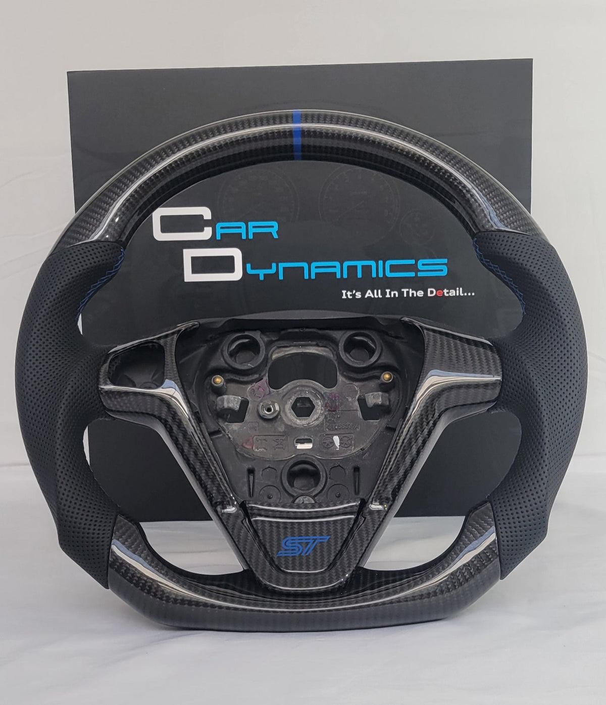 Ford Fiesta Carbon & Leather Steering Wheel | Performance Blue One Hole Edition MK7 MK7.5 2009-2017