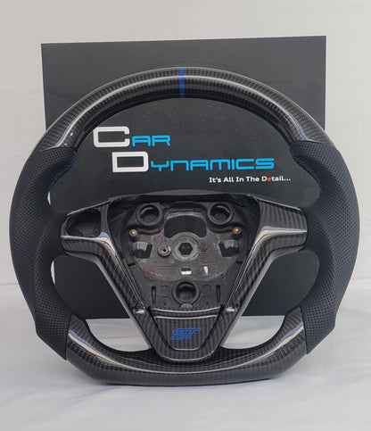 Ford Fiesta Carbon & Leather Steering Wheel | Performance Blue One Hole Edition MK7 MK7.5 2009-2017