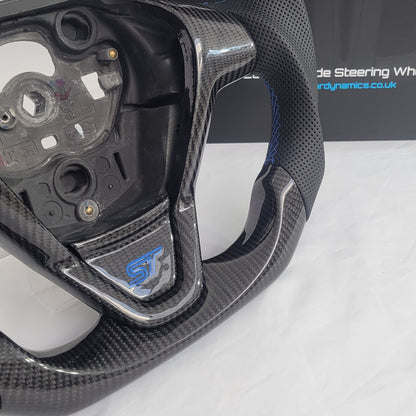 Ford Fiesta Carbon & Leather Steering Wheel | Performance Blue One Hole Edition MK7 MK7.5 2009-2017
