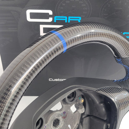 Ford Fiesta Carbon & Leather Steering Wheel | Performance Blue One Hole Edition MK7 MK7.5 2009-2017