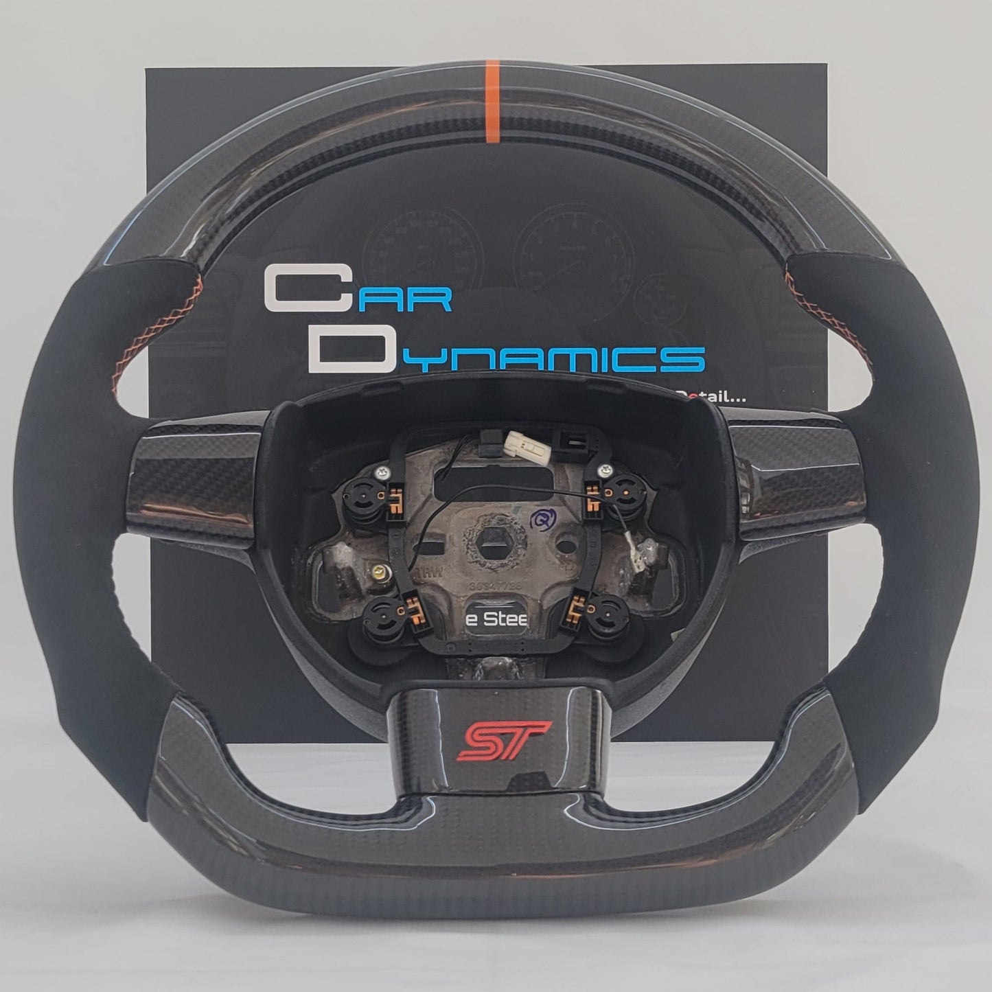 Ford Focus MK2 Carbon & Alcantara Steering Wheel | Electric Orange Edition