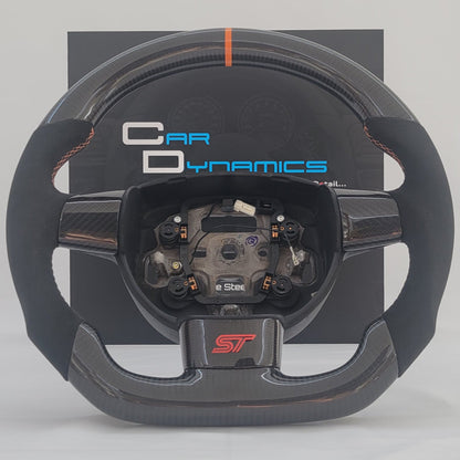 Ford Focus MK2 Carbon & Alcantara Steering Wheel | Electric Orange Edition