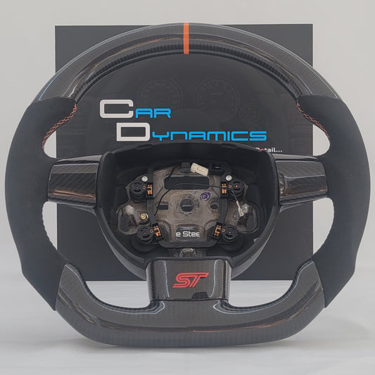Ford Focus MK2 Carbon & Alcantara Steering Wheel | Electric Orange Edition