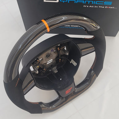 Ford Focus MK2 Carbon & Alcantara Steering Wheel | Electric Orange Edition