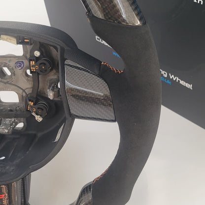 Ford Focus MK2 Carbon & Alcantara Steering Wheel | Electric Orange Edition