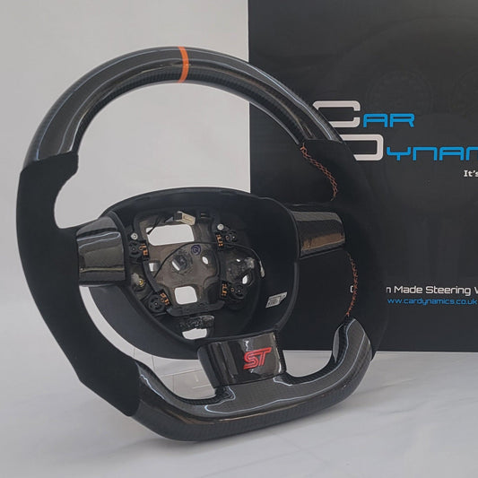 Ford Focus MK2 Carbon & Alcantara Steering Wheel | Electric Orange Edition