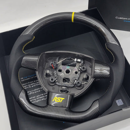 Ford Focus MK2 Carbon & Leather Steering Wheel | RST Triple Yellow Edition
