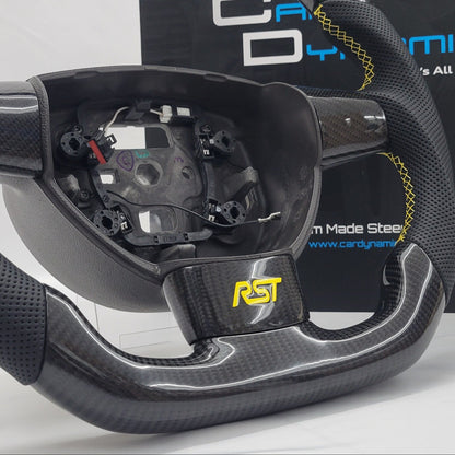 Ford Focus MK2 Carbon & Leather Steering Wheel | RST Triple Yellow Edition