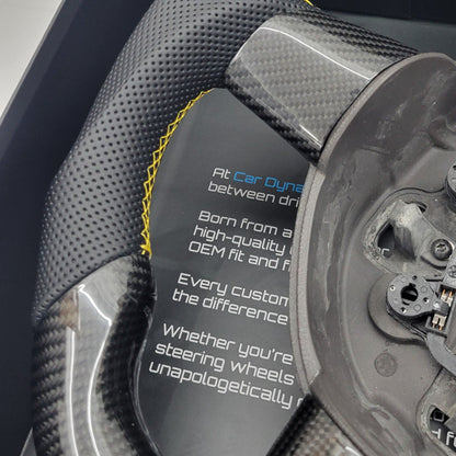 Ford Focus MK2 Carbon & Leather Steering Wheel | RST Triple Yellow Edition