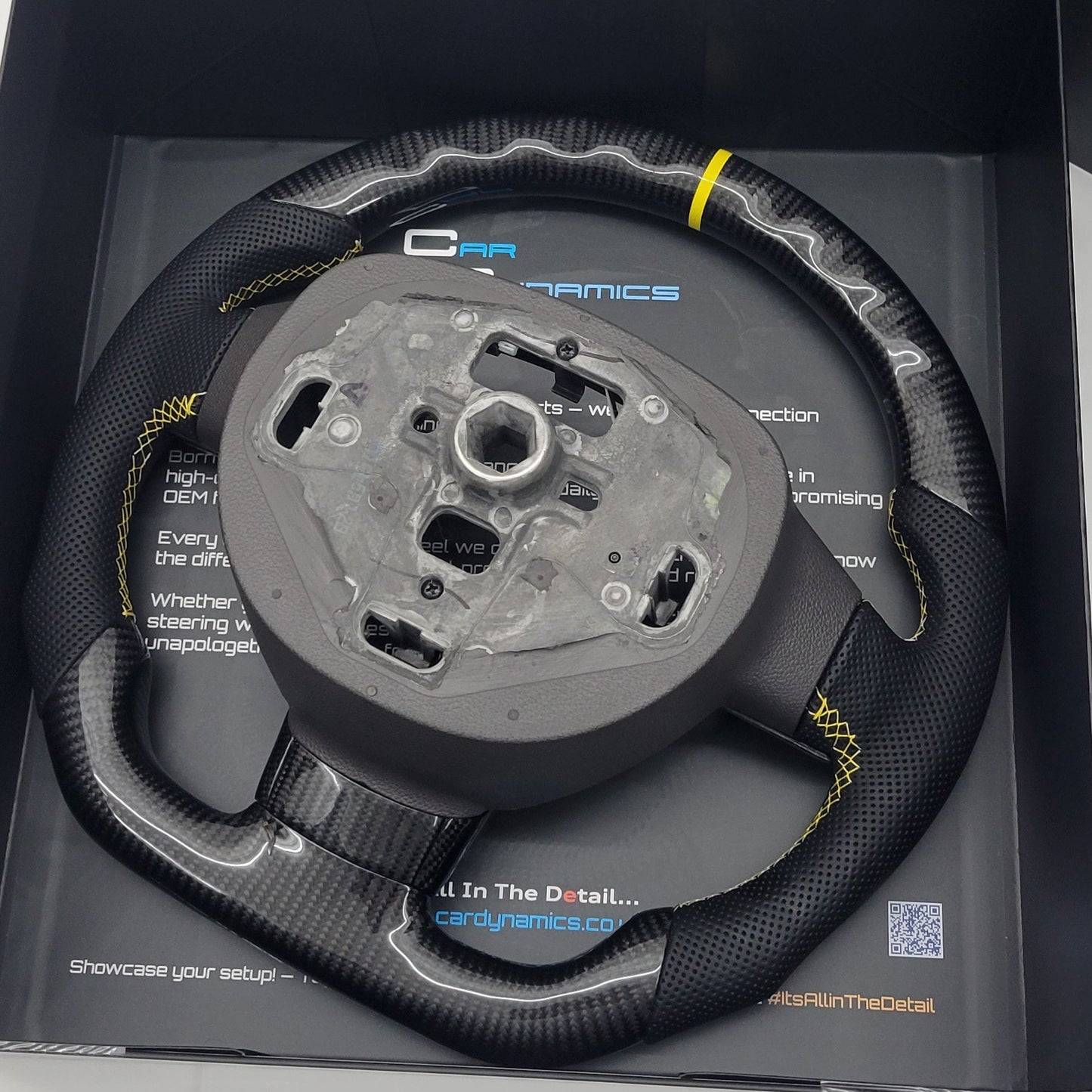 Ford Focus MK2 Carbon & Leather Steering Wheel | RST Triple Yellow Edition