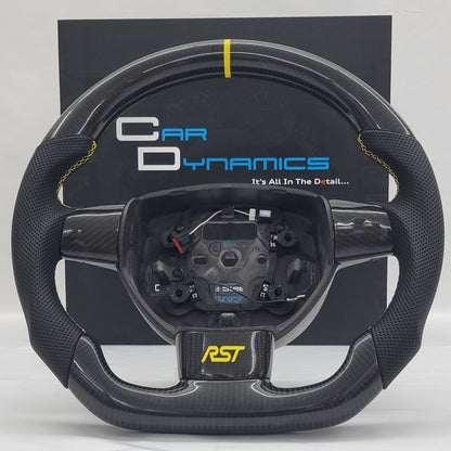 Ford Focus MK2 Carbon & Leather Steering Wheel | RST Triple Yellow Edition