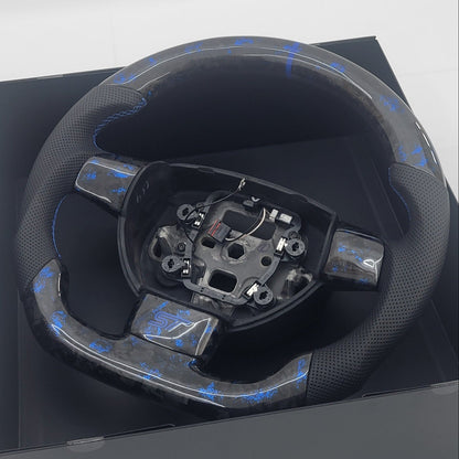 Ford Focus MK2 Forged Carbon & Leather Steering Wheel | Performance Blue Edition
