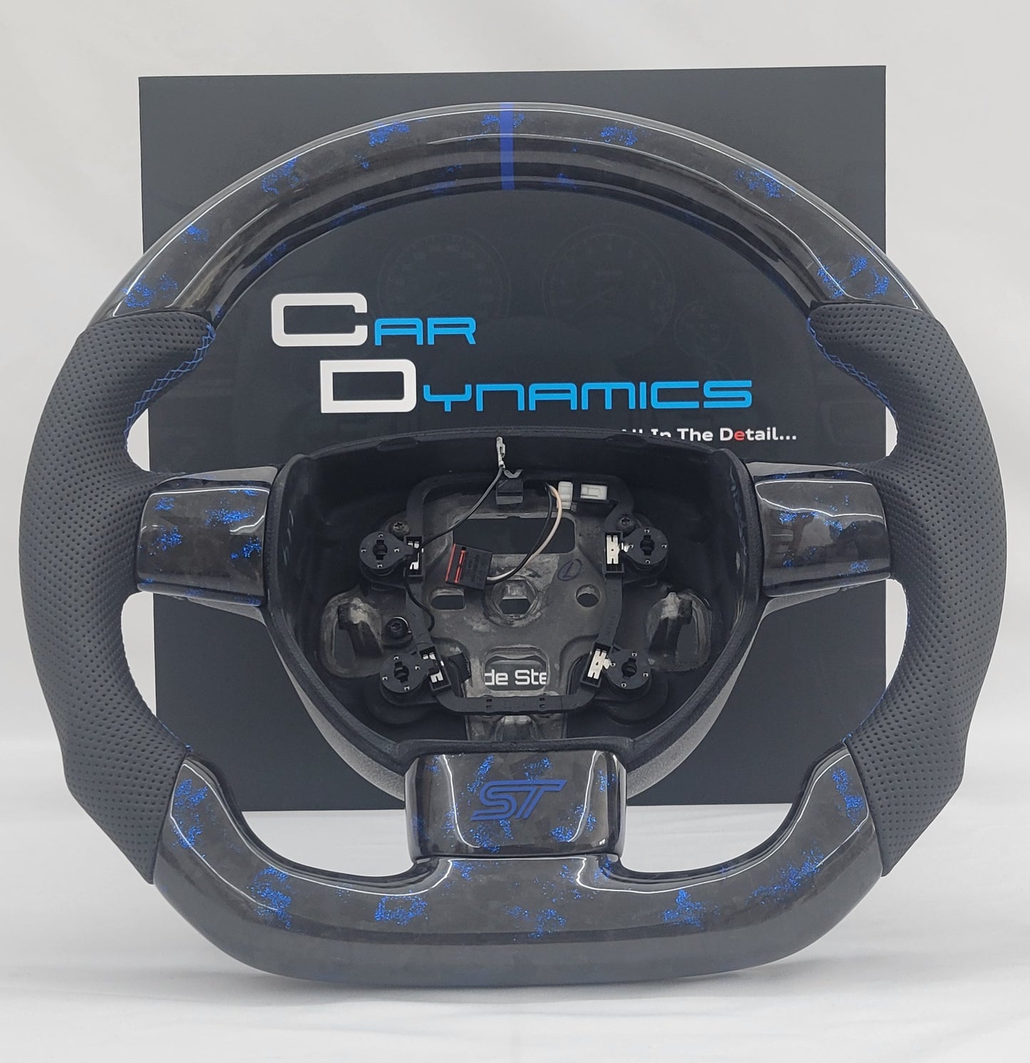 Ford Focus MK2 Forged Carbon & Leather Steering Wheel | Performance Blue Edition