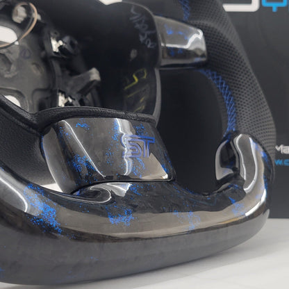 Ford Focus MK2 Forged Carbon & Leather Steering Wheel | Performance Blue Edition