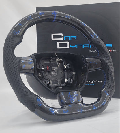 Ford Focus MK2 Forged Carbon & Leather Steering Wheel | Performance Blue Edition