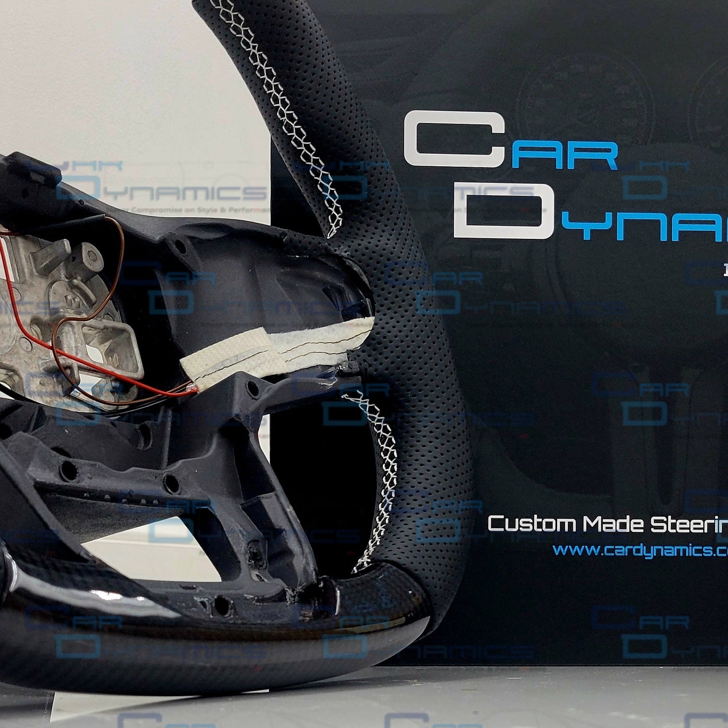 Ford Transit Custom Steering Wheel MK9 Carbon Fibre Leather Core  | Frozen White Edition |