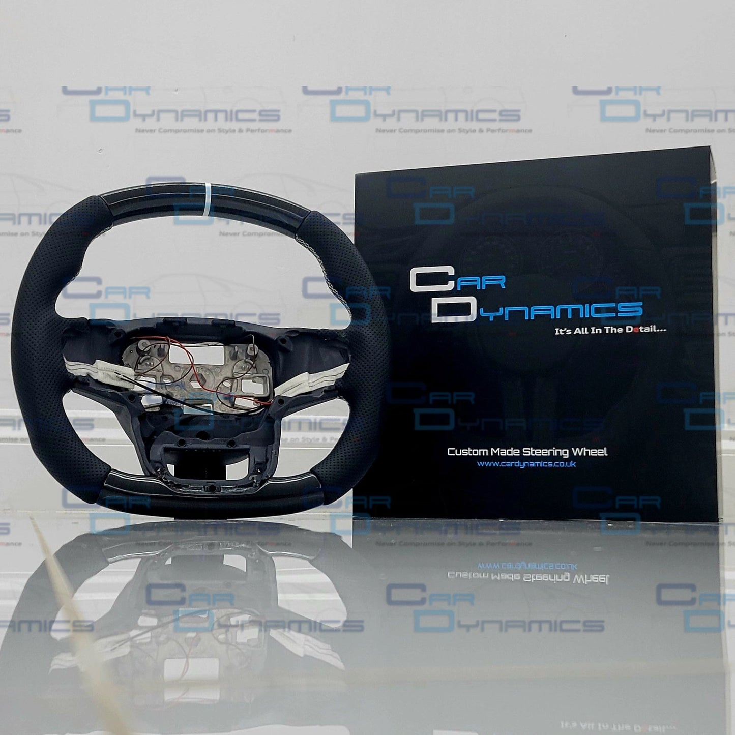 Ford Transit Custom Steering Wheel MK9 Carbon Fibre Leather Core  | Frozen White Edition |